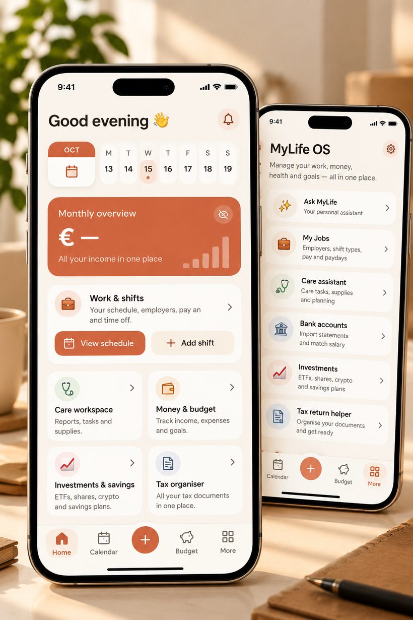 My Life OS — concept visual, not a product screenshot
